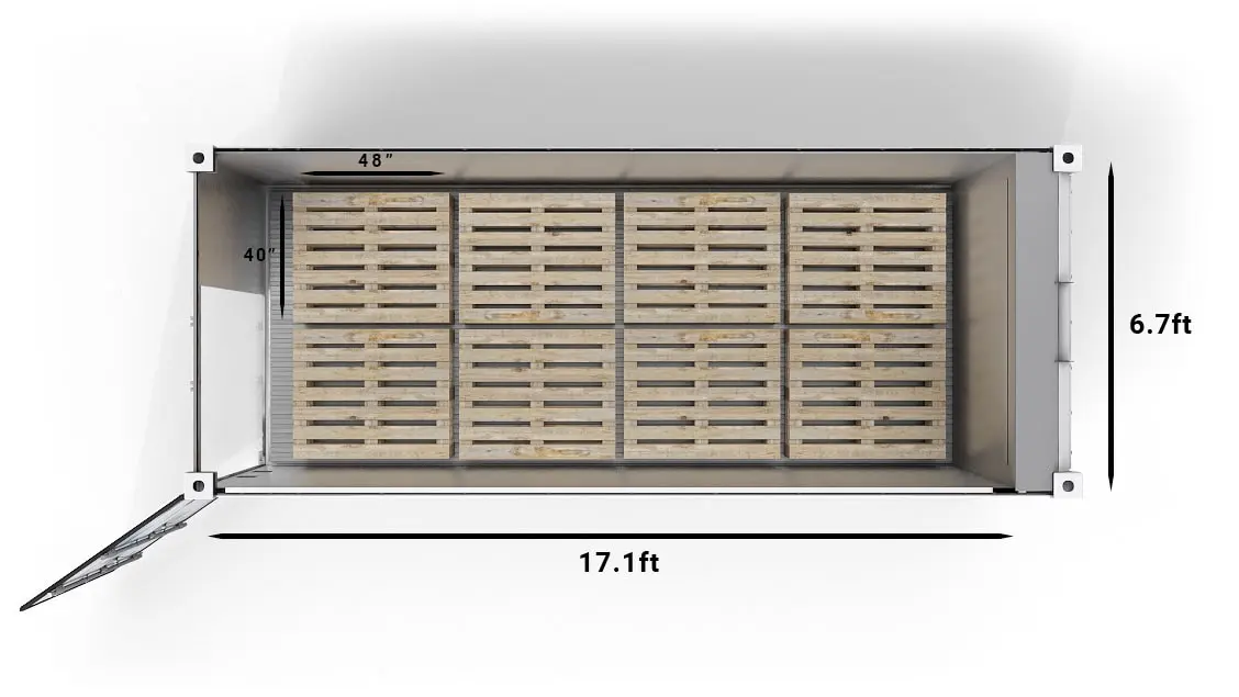 US Pallets in 20ft UltraFreezer Refrigerated Container